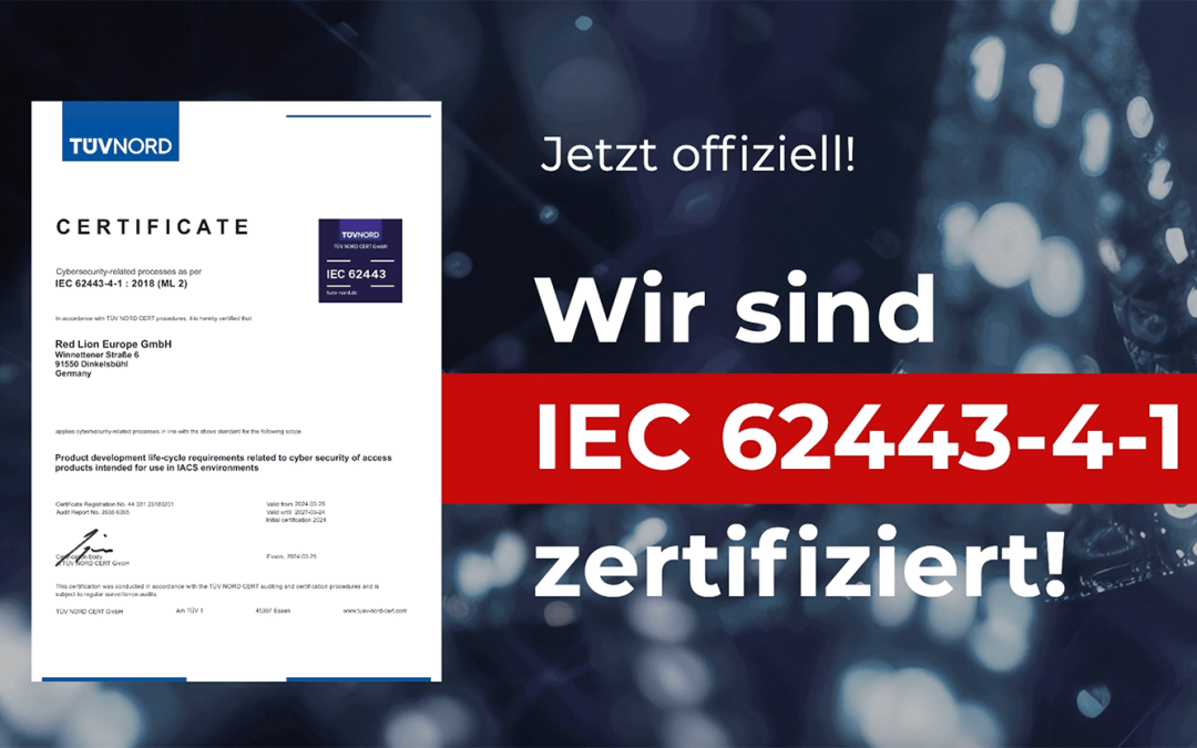 Wir sind offiziell IEC 62443-4-1 zertifiziert