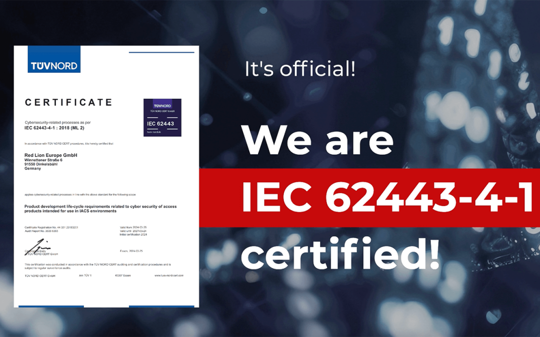 We are officially IEC 62443-4-1 certified
